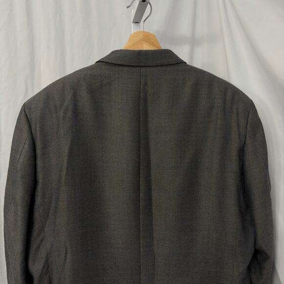 Hickey Freeman Blazer Cashmere Silk 46R Windowpane Gray Blue Sport Coat Jacket - Picture 13 of 15